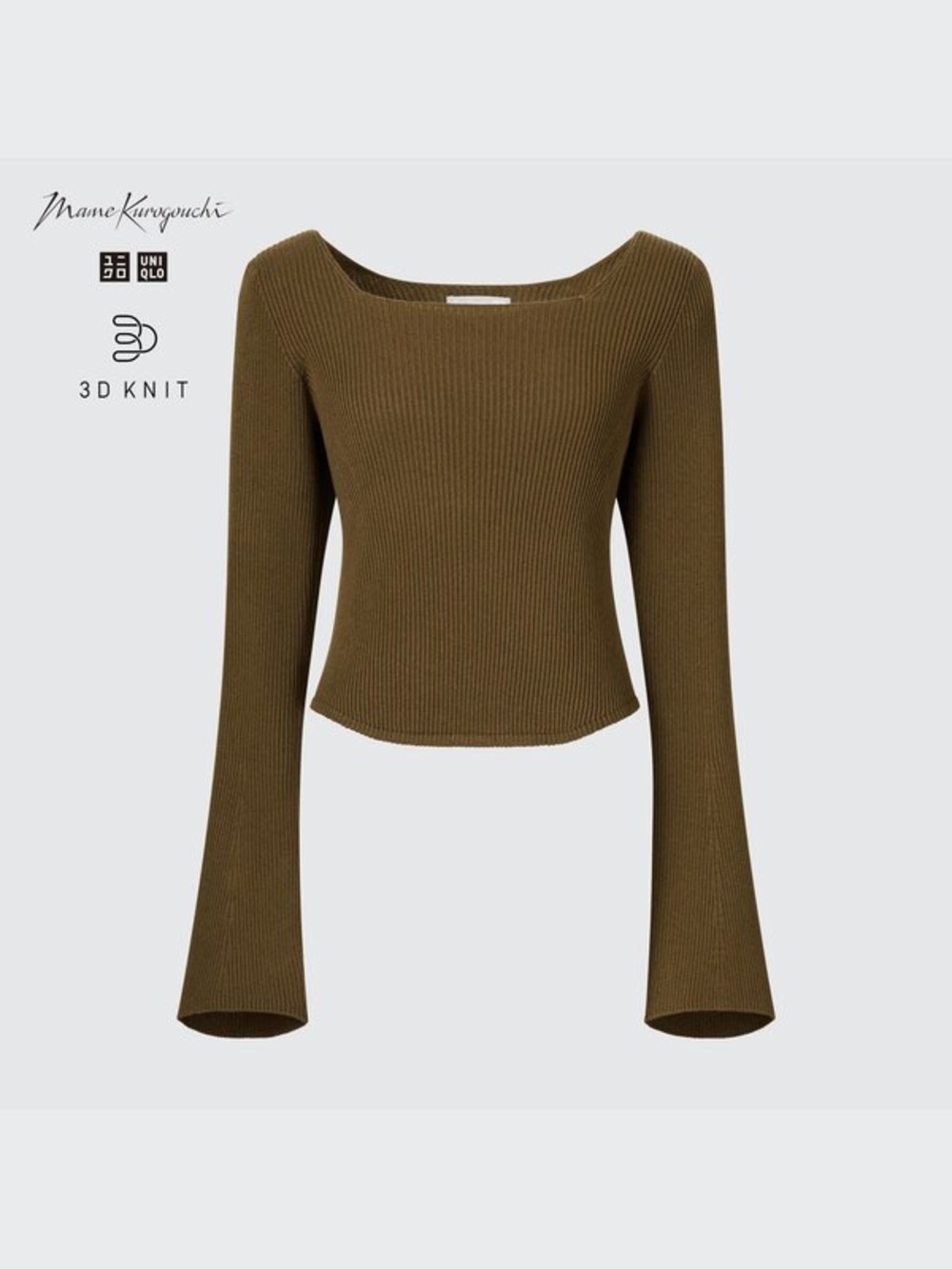 Mame Kurogouchi x Uniqlo 3D knit ribbed square neck sweater